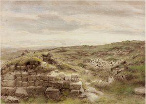 Talotalot, n. 1848 (kynä ja akvarelli paperille) tekijältä Henry Burdon Richardson