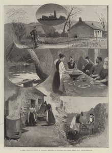 Vapaa kommunistinen siirtokunta Englannissa, luonnoksia Clousden Hillin maatilalla, Forest Hallissa, Northumberlandissa. tekijältä Henry Charles Seppings Wright