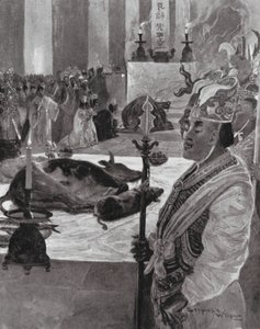 Uhri konfutselaisessa temppelissä (litografia) tekijältä Henry Charles Seppings Wright