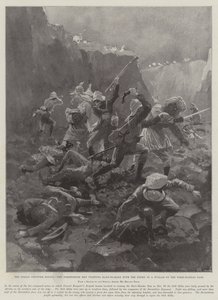 Intian raja nousemassa, Dorsetshiren miehet taistelevat käsistä vihollisen kanssa Nullahissa Tseri-Kandaon solalla tekijältä Henry Charles Seppings Wright