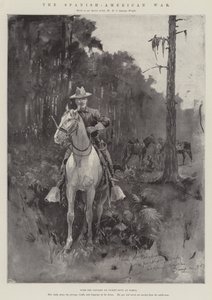 Espanjan ja Amerikan sota, jossa Tampassa toiminut ratsuväki (kaiverrus) tekijältä Henry Charles Seppings Wright