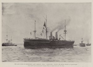 Edinburghin edesmennyt herttuan viimeinen komento, HMS Alexandra lentämään kuninkaallista lippua puolimastissa tekijältä Henry Charles Seppings Wright