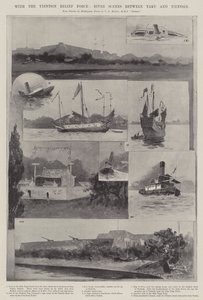 Tientsinin avustusjoukkojen kanssa River Scenes Takun ja Tientsinin välillä tekijältä Henry Charles Seppings Wright