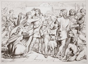 Kuinka Hereward tappoi karhun, kuvitus Charles Kingsleyn Hereward the Great -kirjasta, pubi. 1870, kaiverrus C.G. Lewis (teräslevykaiverrus) tekijältä Henry Courtney Selous