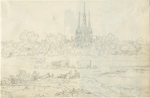 Lichfield Cathedral - East View: kynä- ja mustepiirustus, 20. kesäkuuta [c 1820] (piirustus)