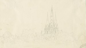 Lichfieldin katedraali - East View: lyijykynäpiirros, nd [?1800-luku]
