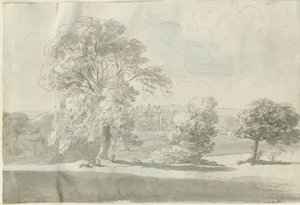 Shenstone - Little Aston Hall: kynä- ja pesupiirustus, nd [1788-1855] (piirustus)