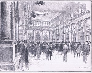 Manchesterin kuninkaallisen pörssin sisällä, kuva Cassellsin Englannin historiasta, 1900-luku tekijältä Henry Edward Tidmarsh