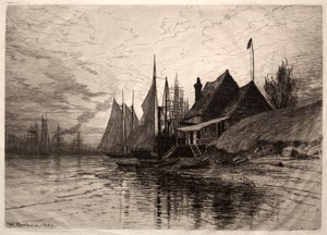 Ilta, New Yorkin satama, 1884.