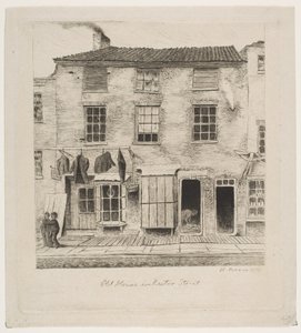 Vanha talo Rector Streetillä Scenes of Old New Yorkista, 1870.