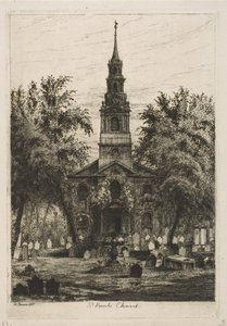 St. Pauls Chapel, New York from Scenes of Old New York, 1877. tekijältä Henry Farrer