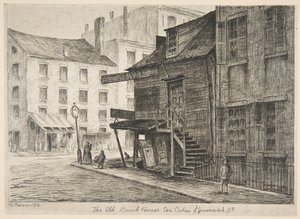 Old Beach House, Corner of Cedar and Greenwich Streets Scenes of Old New Yorkista, 1874.