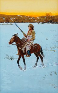 Intiaani palaa metsästä, 1912 tekijältä Henry Francois Farny