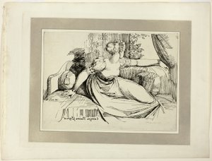 Nainen istumassa ikkunan ääressä ("Ilta sinä tuot kaikki"), Specimens of Polyautography -lehden ensimmäisestä numerosta tekijältä Johann Heinrich Füssli