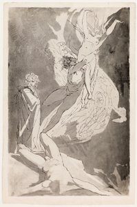 Dante pyörtyy Paolon ja Francescan, Virgiluksen huimien sielujen edessä tekijältä Johann Heinrich Füssli