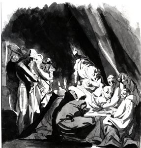 Kardinaali Beaufortin kuolema, kuvitus Shakespearen teoksesta "Henry VI", 1772 (kynä, muste ja pesu paperille) tekijältä Johann Heinrich Füssli