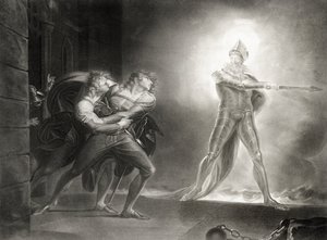 Hamlet, näytös I, kohtaus IV, William Shakespeare (1564-1616), kaiverrus Robert Thew (1758-1802) tekijältä Johann Heinrich Füssli