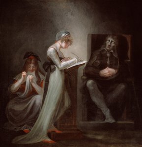 Milton sanelemassa tyttärelleen tekijältä Johann Heinrich Füssli