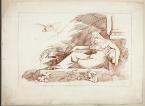 Nukkuva nainen Cupidon kanssa tekijältä Johann Heinrich Füssli