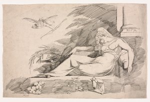 Nukkuva nainen Cupidon kanssa tekijältä Johann Heinrich Füssli