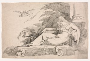 Nukkuva nainen Cupidon kanssa, 1780-1790. tekijältä Johann Heinrich Füssli