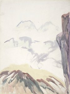 Mountain Study (akvarelli paperille) tekijältä Henry George Keller