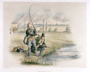 Jack Fishing, Lea Bridge, kuuden kuvan sarjasta "Angling" (käsinvärinen lito)
