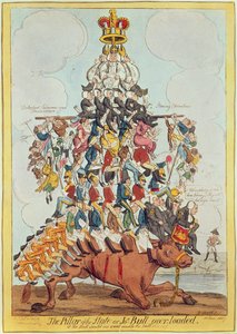 Valtion pilari eli John Bull Overloaded Cruikshankin jälkeen vuosina 1819, 1827 (katso 22565)