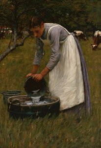 Lehmien juottaminen (öljy kankaalle) tekijältä Henry Herbert La Thangue