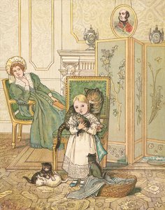 Prinsessa ja hänen kissanpennut (väri litho) tekijältä Henry Hetherington Emmerson