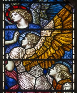 Buckland, St Mary, James Powell & Sons, Henry Holiday, The Barcote Chapel, Praising Angels, 1889 tekijältä Henry Holiday