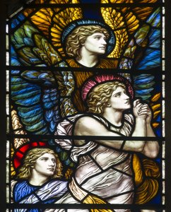 Buckland, St Mary, James Powell & Sons, Henry Holiday, The Barcote Chapel, Praising Angels, 1889 tekijältä Henry Holiday