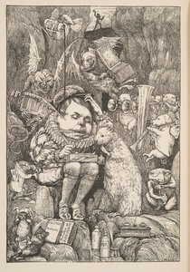 Majava toi paperia, salkkua ja kyniä, pubin. 1876. tekijältä Henry Holiday