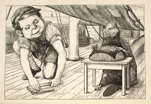 Majava katsoi koko ajan toiseen suuntaan", Lewis Carrollin teoksesta The Hunting of the Snark, an Agony in Eight Fits, julkaisu. 1876 tekijältä Henry Holiday