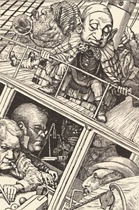 Miehistö oli täydellinen. The Hunting of the Snark Lewis Carroll, 1874-1876, 1923. tekijältä Henry Holiday