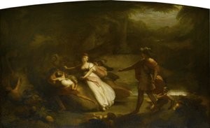 Oberonin ja Titanian kiista intiaanipojasta, William Shakespearen teoksesta "Juhannusyön uni", II näytös, 1832.