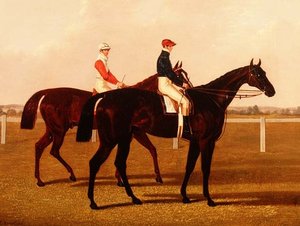 Kilpahevoset "Charles XII" ja "Euclid" Jockeys Upin kanssa