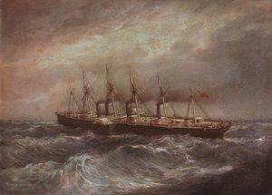 Höyrylaiva "Great Eastern" (1858), joka laski ensimmäisen onnistuneen Atlantin kaapelin. tekijältä Henry Hugh Clifford