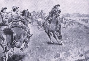 Kilpailu Philips Town Roadin hallinnasta, teoksesta After Pretoria: The Guerilla War, jonka on julkaissut Harmsworth Bros Limited, 1901. tekijältä Henry Inglis Jodrel Sheldon Williams