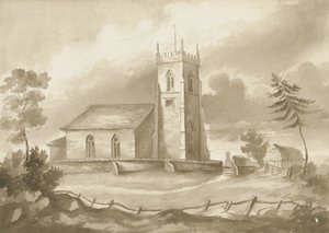 Codsallin kirkko: seepiapiirros, nd [1844] tekijältä Henry James Noyes