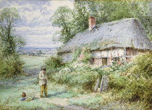 Paimenpojan koti (akvarelli) tekijältä Henry John Sylvester Stannard
