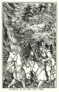 Kaarle II tammipuussa (litho) tekijältä Henry Justice Ford