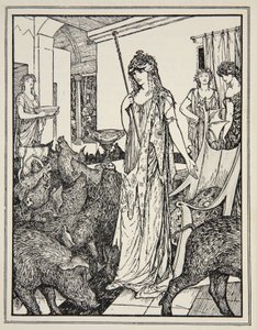 Circe lähettää sian (Odysseuksen seuralaiset) Styesille, etukuva Andrew Langin teoksesta 