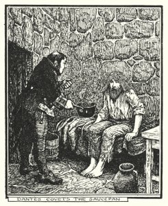 Dantes himoitsee kattilaa (litho) tekijältä Henry Justice Ford