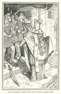 Kuinka Dunstan pelotti kuningas Edwyn aseistettuja miehiä (litho) tekijältä Henry Justice Ford