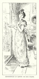 Mademoiselle de Laistre ja hänen näätänsä (kaiverrus) tekijältä Henry Justice Ford