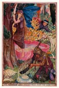 Noita saa Pulgan alas puusta (väri litho) tekijältä Henry Justice Ford