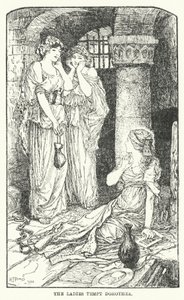 Naiset houkuttelevat Dorotheaa (litho) tekijältä Henry Justice Ford