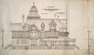 Talo herra S.W. Allerton, Lake Geneve, Wisconsin: West Elevation tekijältä Henry Lord Gay
