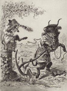 Aisopoksen tarinat: Wanton Calf (litho)